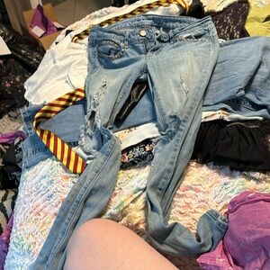 American Eagle Outfitters Boyfriend Skinny studded Jeans 8short